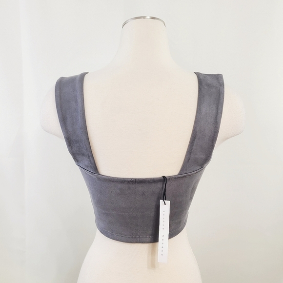 Susana Monaco wide strap crop top silver gray suede tank size XS NEW NWT - Picture 3 of 6